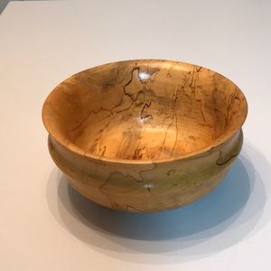 Beautiful handcrafted ambrosia maple wood turned bowl - signed & dated